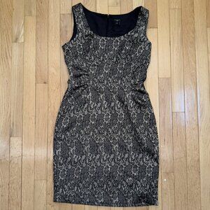 Ann Taylor Petite Lace Sheath Dress – Size 4P – Black & Taupe – Sleeveless